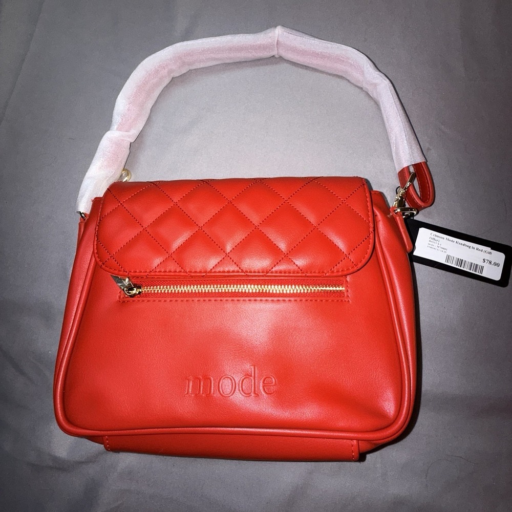 Mode Los Angeles Handbag‎ Women OS Red Excellent Quilted Vegan Leather Crossbody